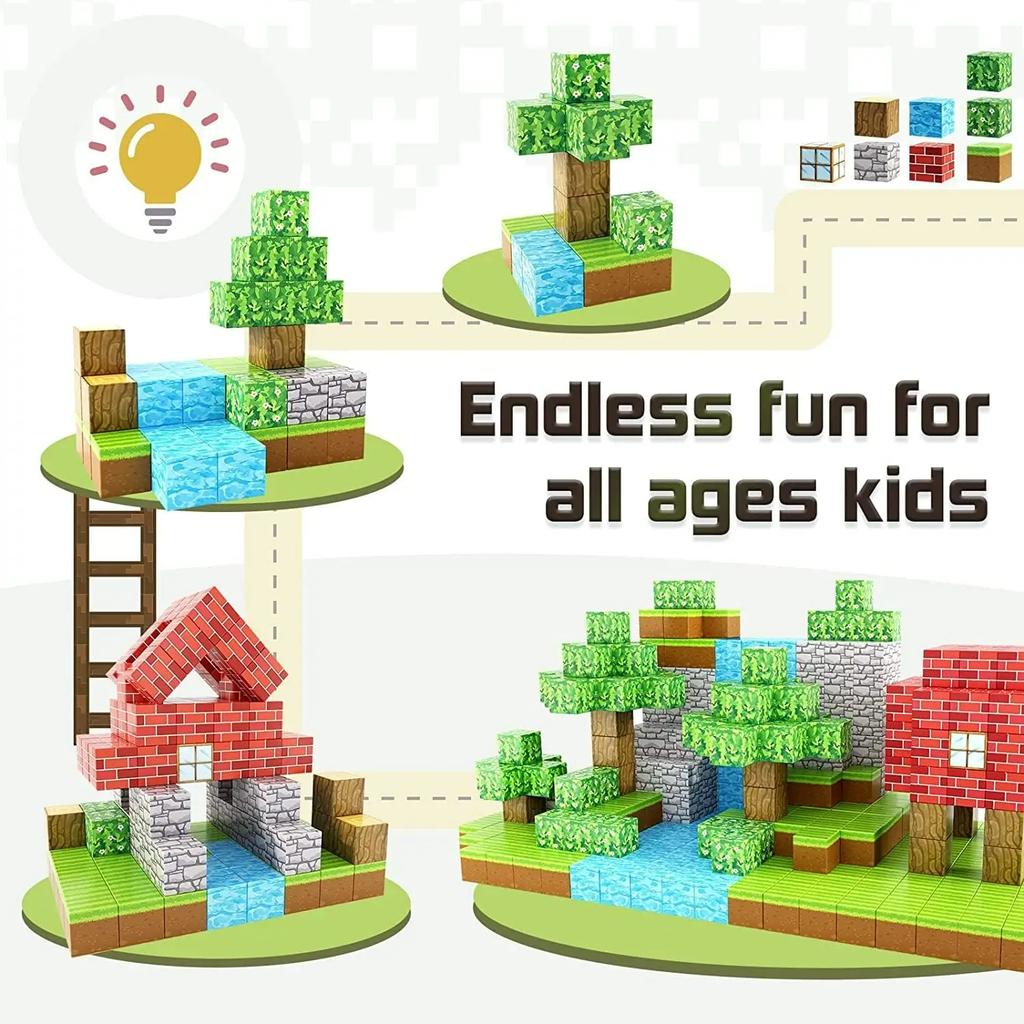 100pcs Magnetic Blocks Game Build Magnet Toys For Boys Girls Stem Montessori Sensory Cubes Game Toys Gift