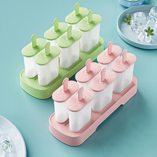 6Pcs Ice Cream Mold Plastic Popsicle Maker for Homemade Fruit Ice Cream Yogurt Popsicles Chocolate Pudding Molds for Children