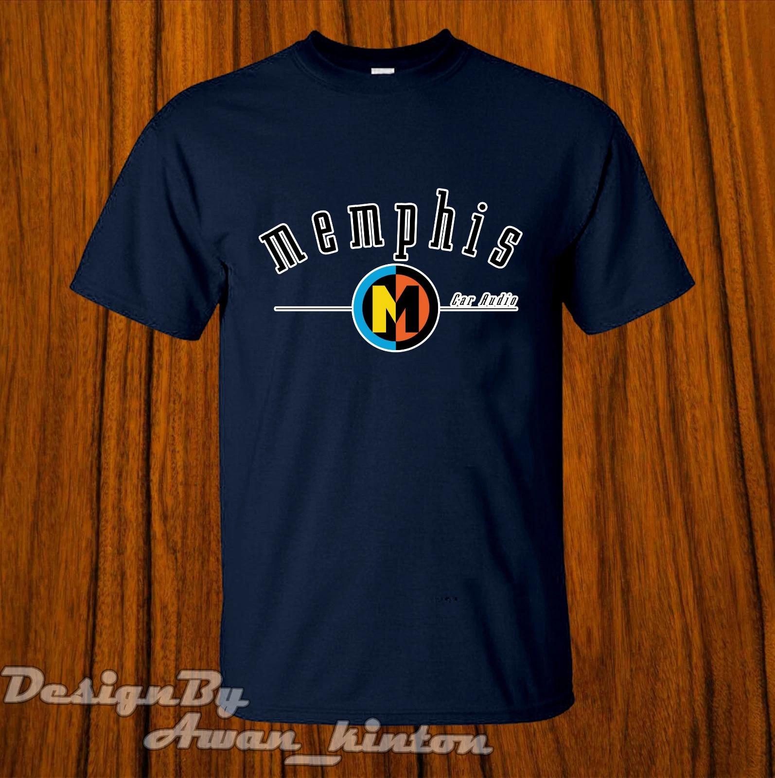 Men s and Women s T-shirts Memphis Funny Logo Tshirt Dark BLue Color Short Sleeve Made In Usa L