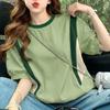 ZANZEA Women Casual Round Neck Stripe Print Loose Short Sleeve Blouse