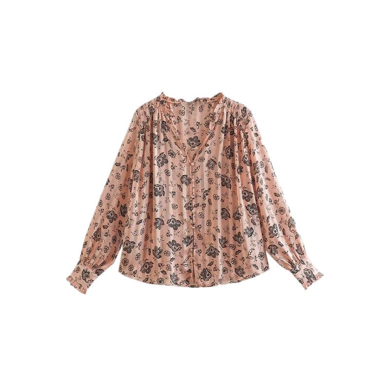 Fashion Style Fall and Winter New Fashion Women's Fashion Clothing Long Sleeves Loose Easiest for Match Flower Print Shirt 9063751 942