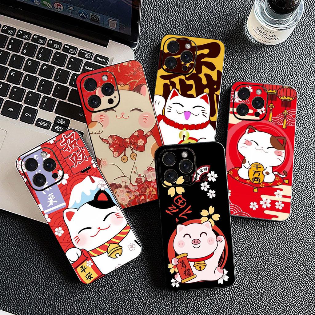 Protective Cover for Samsung Galaxy S20 S22 S21 FE Ultra Plus A07 A17 A15 A16 A25 A57 A37 Casing Phone Case Lucky Money Cat