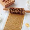 Christmas Wooden Pine Cone and Needle Leaf Printing Carving Rolling Pin Embossed Cookie Stick