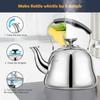 Tea Kettle Stovetop Whistling Teakettle ClassicTeapot Stainless Steel Tea Pots for Stove Top with Heat-resistant Folding Handle Mirror Finish, 2