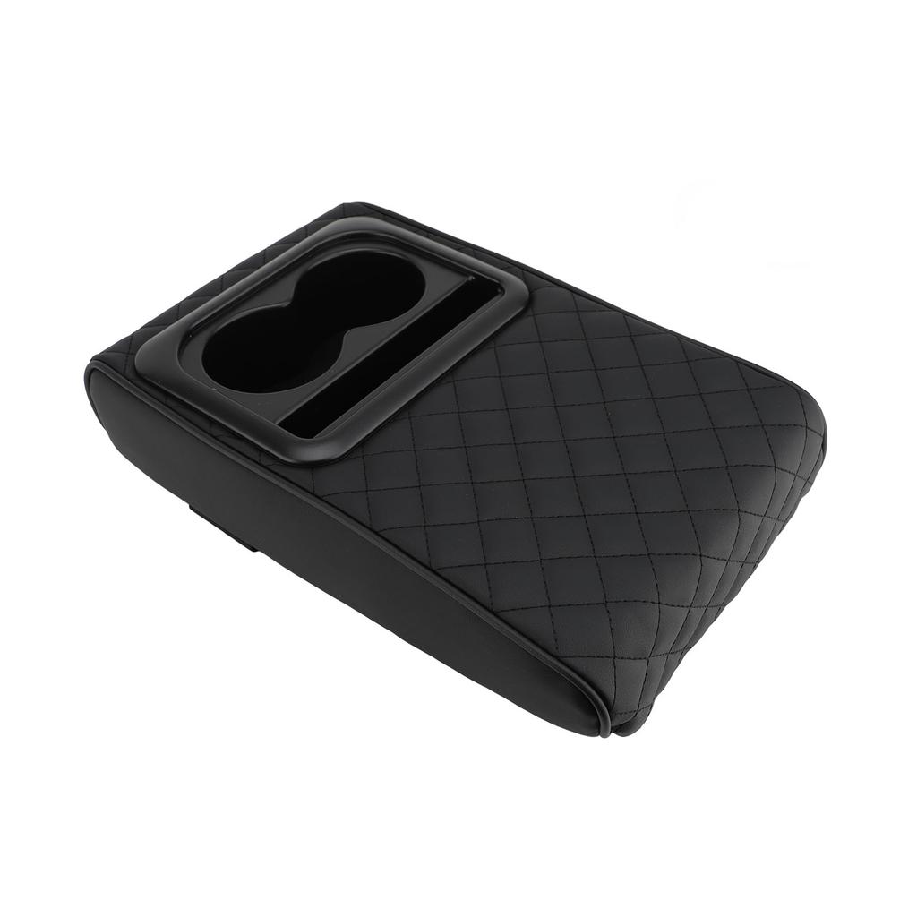 Car Center Console Armrest Pad Faux Leather with Cup Holder   Fit Arm Rest Cushion for Cars SUVs Trucks