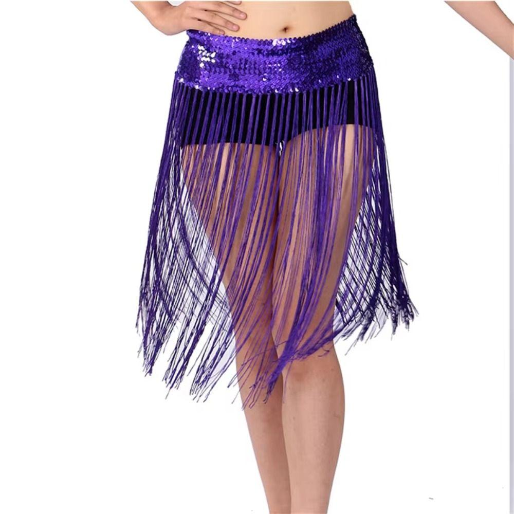 Glitter Sequins Belly Dance Belt Long Tassel Sequin Waist Chain Boho Hip Scarf Skirt  Belly Dancing