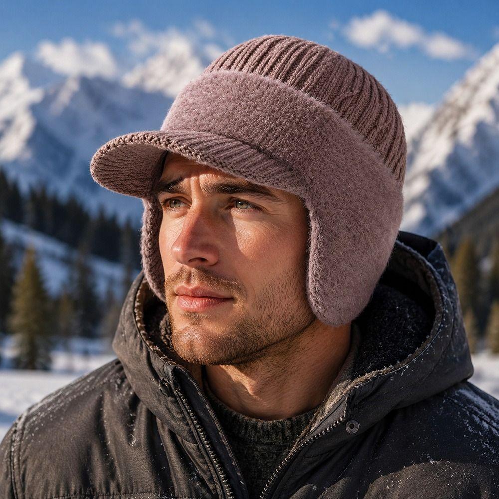 Warm Thermal Winter Hat Fleece Lined Baseball Cap Fashion Knit Beanie Hat Outdoor