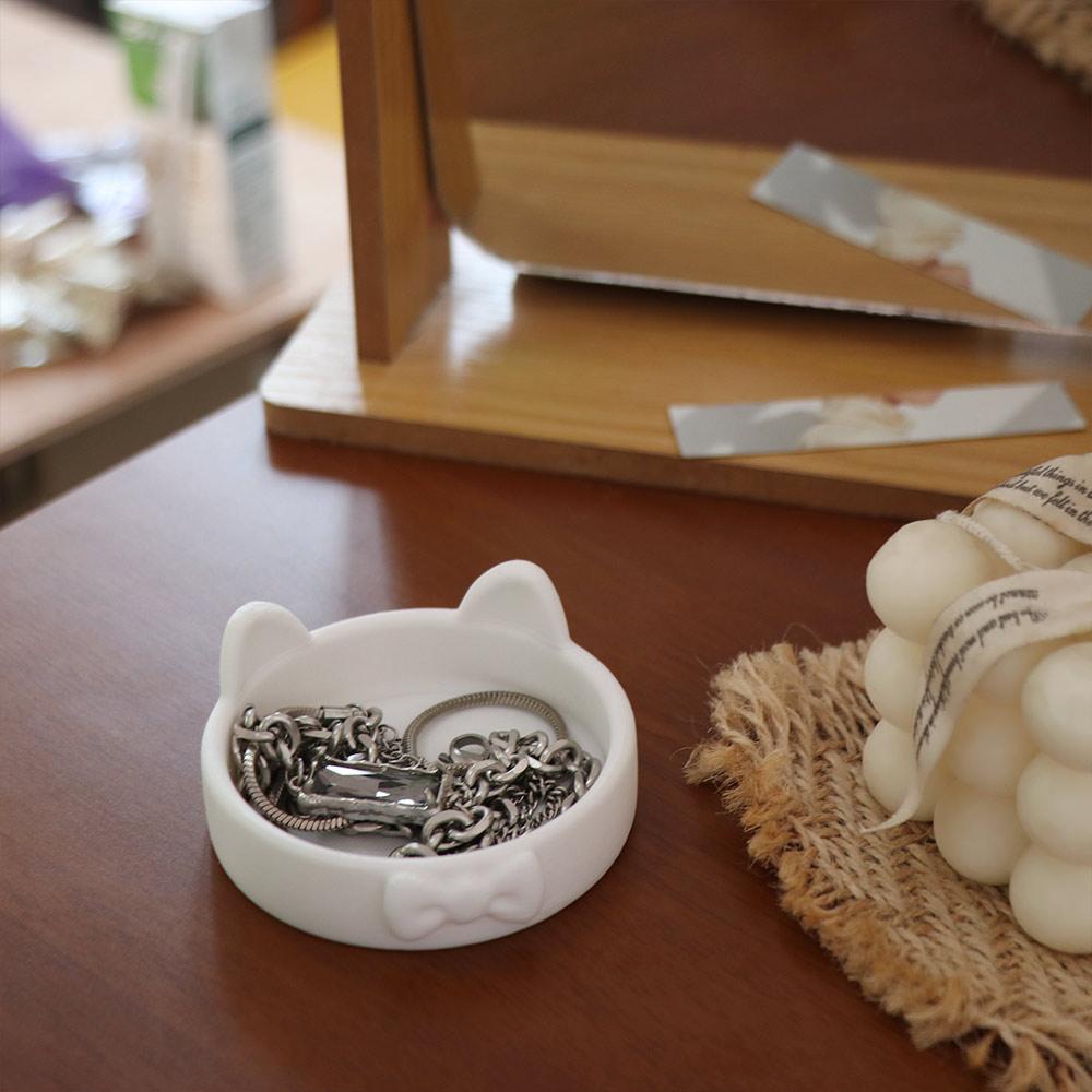 Paw Print-Like Base Cat Ear Storage Trays 3D Printed Jewelry Organizer Vanity Tray