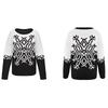 Women's Fashionable Round Neck Long Sleeved Christmas Snowflake Sweater Casual Pullover Knitted Sweater Top