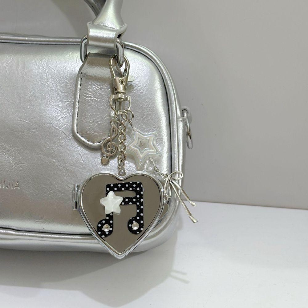 Heart-Shaped Bag Charm Pendant Lightweight Makeup Mirror Accessories Bag Decoration