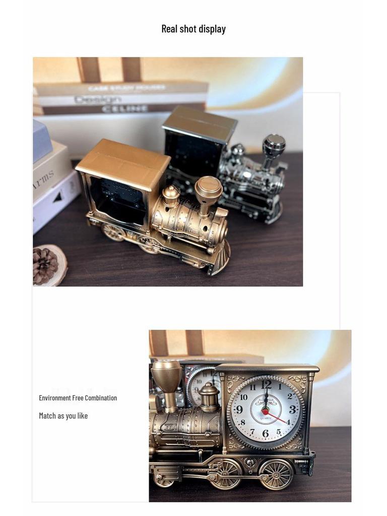 Vintage Locomotive Alarm Clock - Wake-Up & Back-to-School Gift for Students