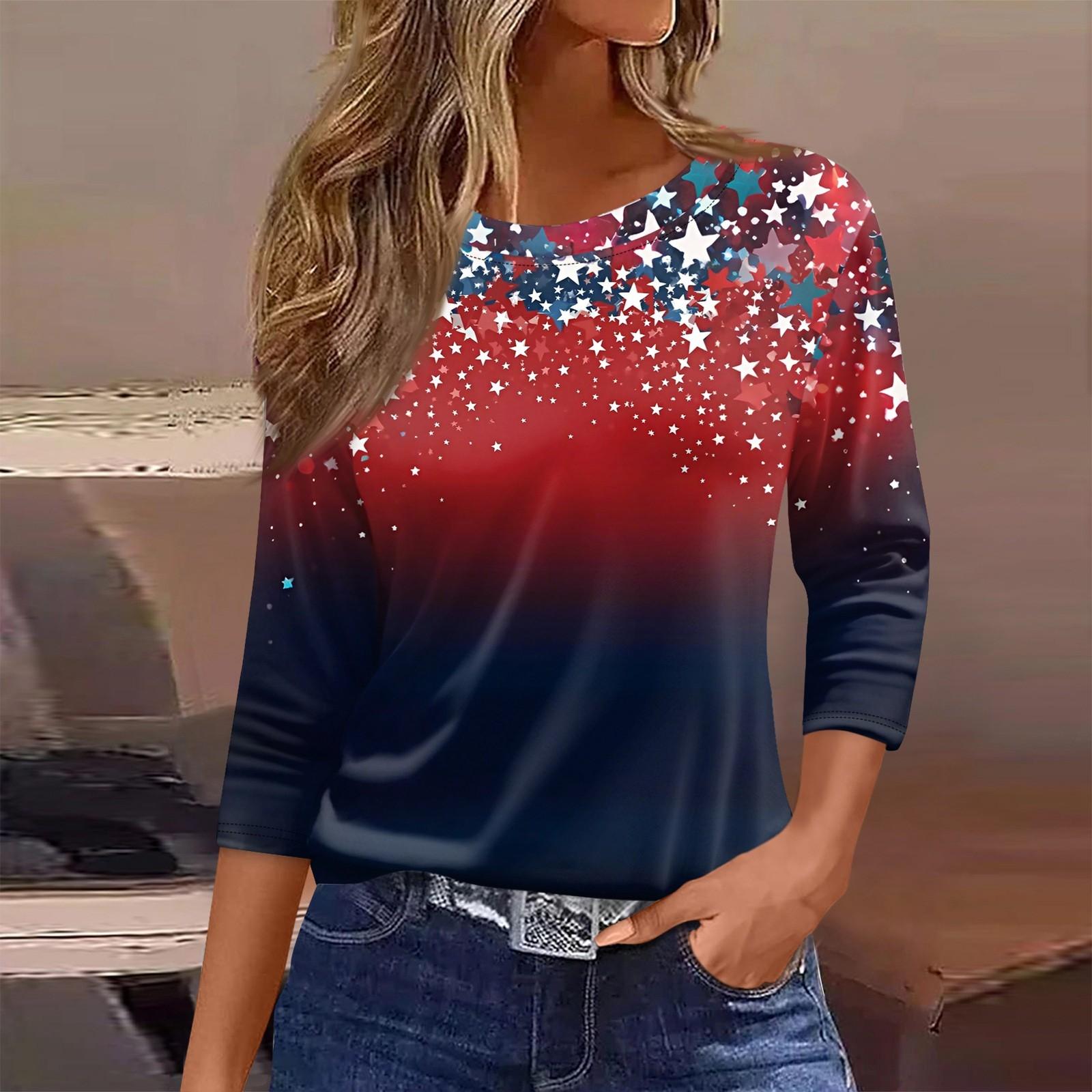 

Женская футболка с принтом, рукав 3/4, повседневная мода, базовый круглый вырез, обычный топ L