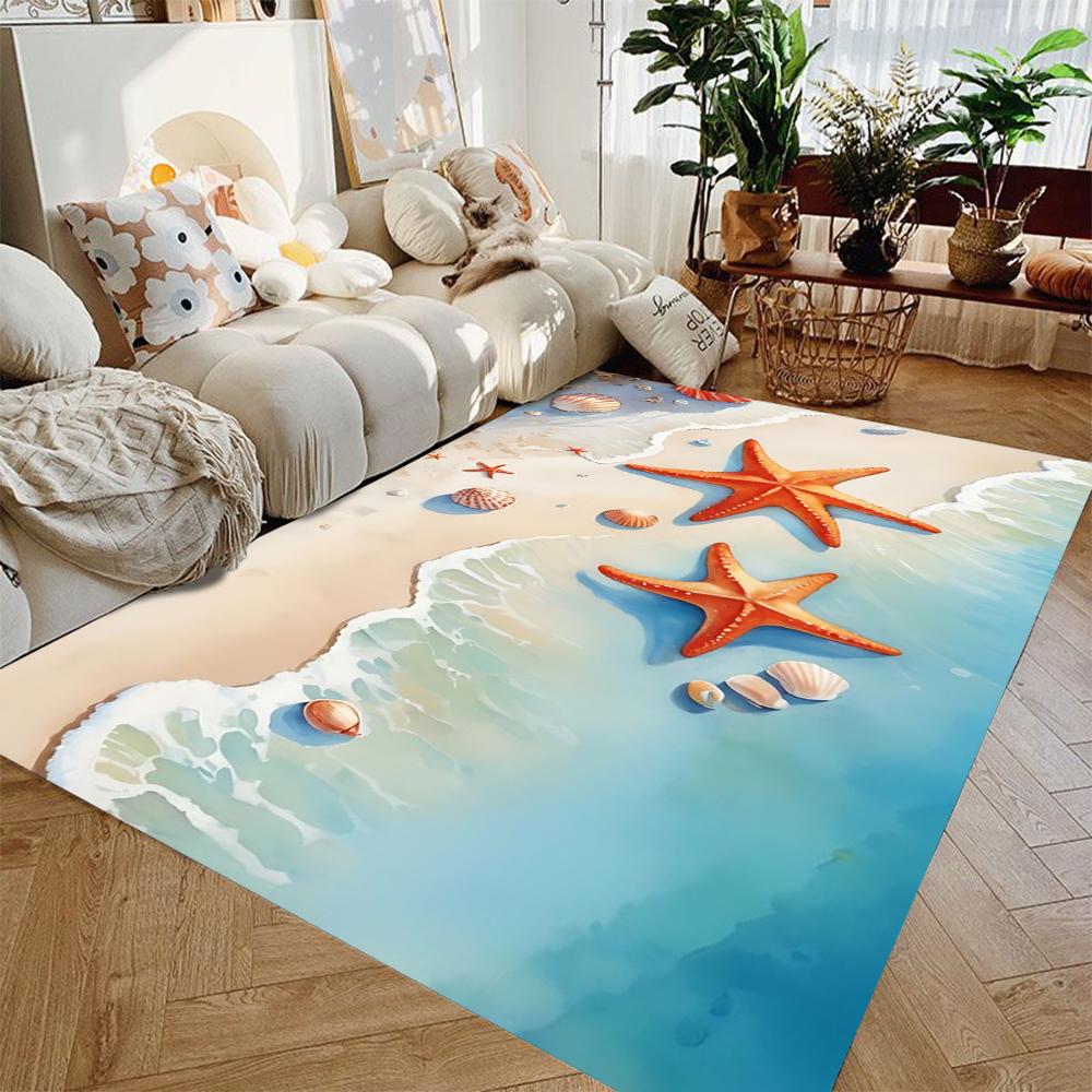 Kreativní koberec s tématem pobřežních pláží Obývací pokoj Domácí dekorace Koberec pod pohovku Kobereček k posteli do ložnice Podložka pod konferenční stolek do kuchyně Dveřní rohožka