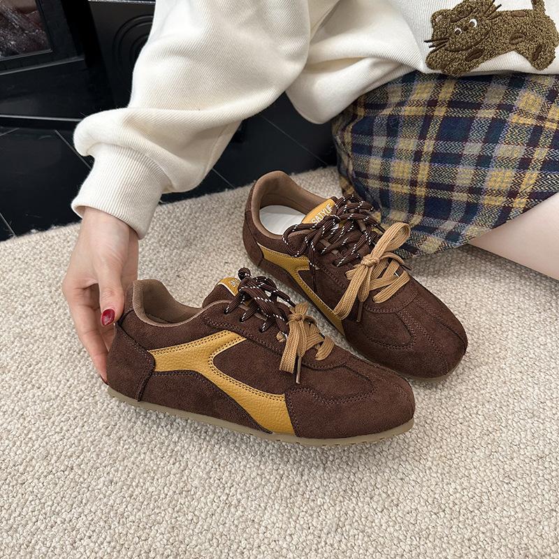 Inner heightening retro leather German training shoes women's autumn and winter new velvet casual shoes trendy cotton shoes sports shoes