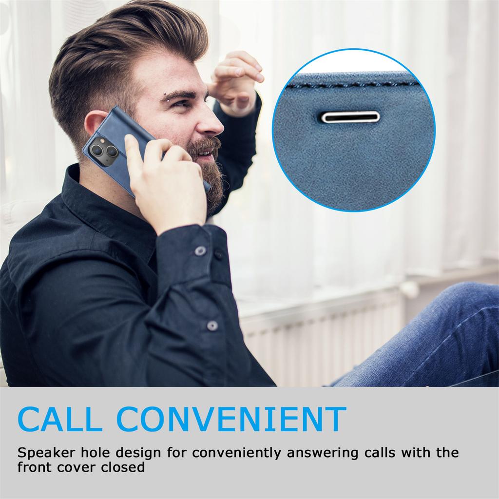 LC.IMEEKE Magnetic Phone Case for iPhone 15,Microfiber Leather Stand Wallet Cover