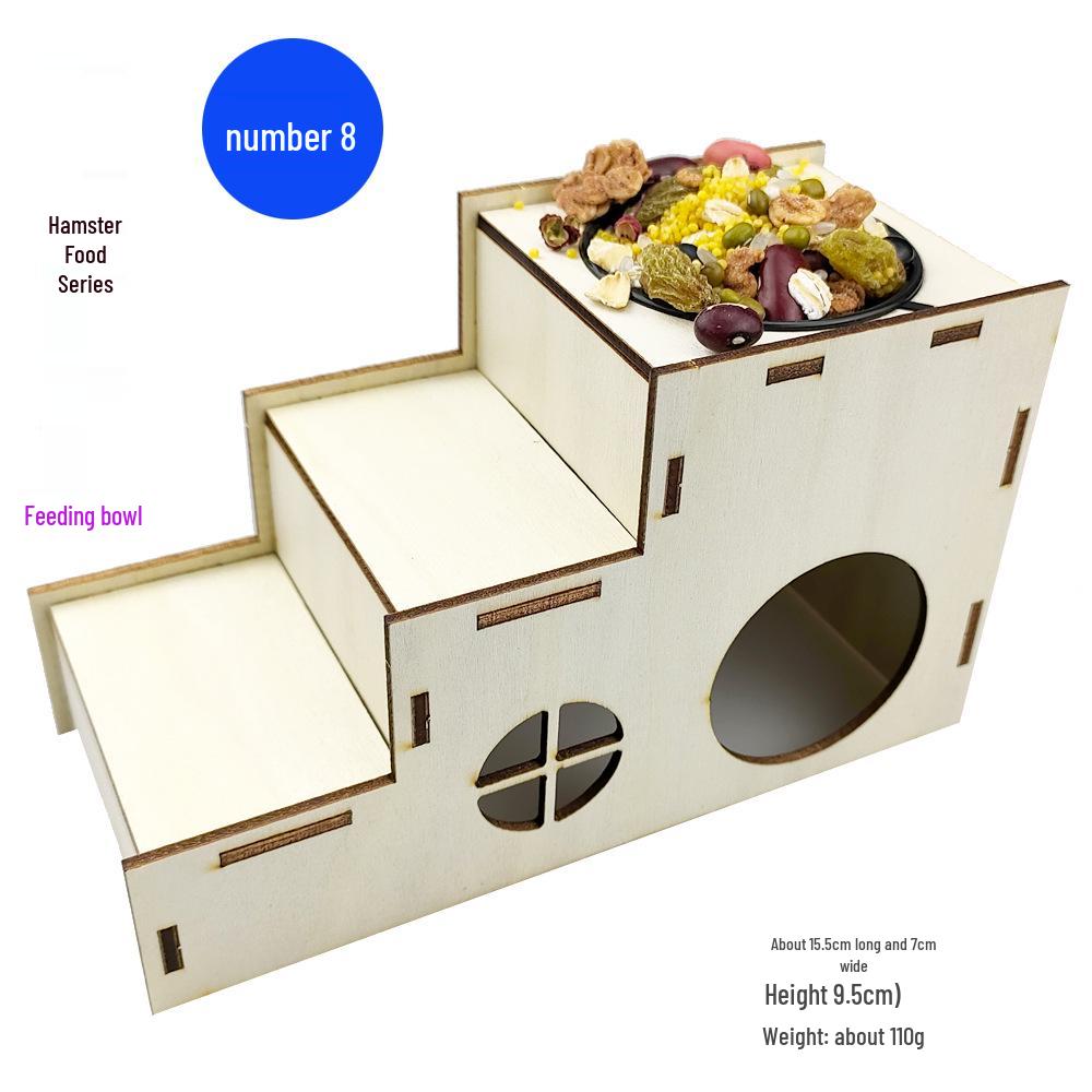 Ensemble de gamelles en bois et de jouets éducatifs pour hamster: Balançoire, piste, cachette, cadre d'entraînement et escaliers d'escalade