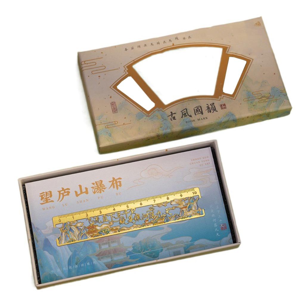 Cute Bronzing Ruler Bookmark Kawaii Landscape Metal Bookmark Oil Painting Ruler Bookmark  School