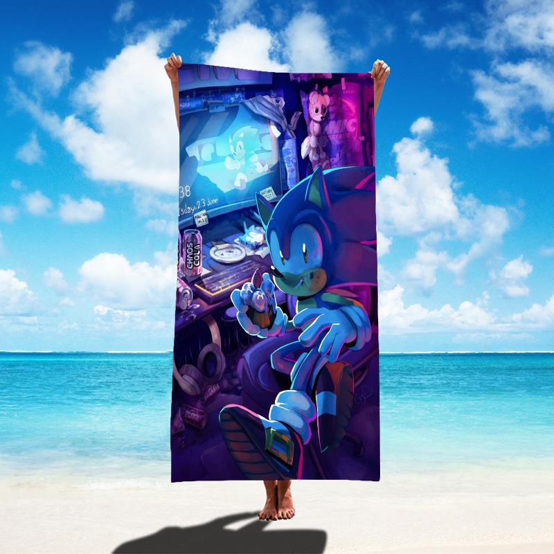 Cute Girl Boy Beach Towel Cartoon Hedgehogs Bath Towel Soft Water Absorbing Breathable For Kids Decorative