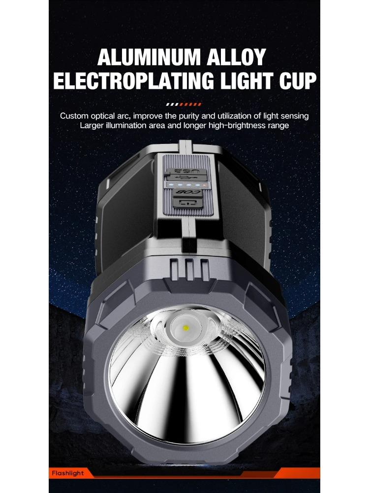 New Flashlight Solar Searchlight Strong Light Illumination Portable Handheld Flashlight Outdoor Multifunctional Lighting