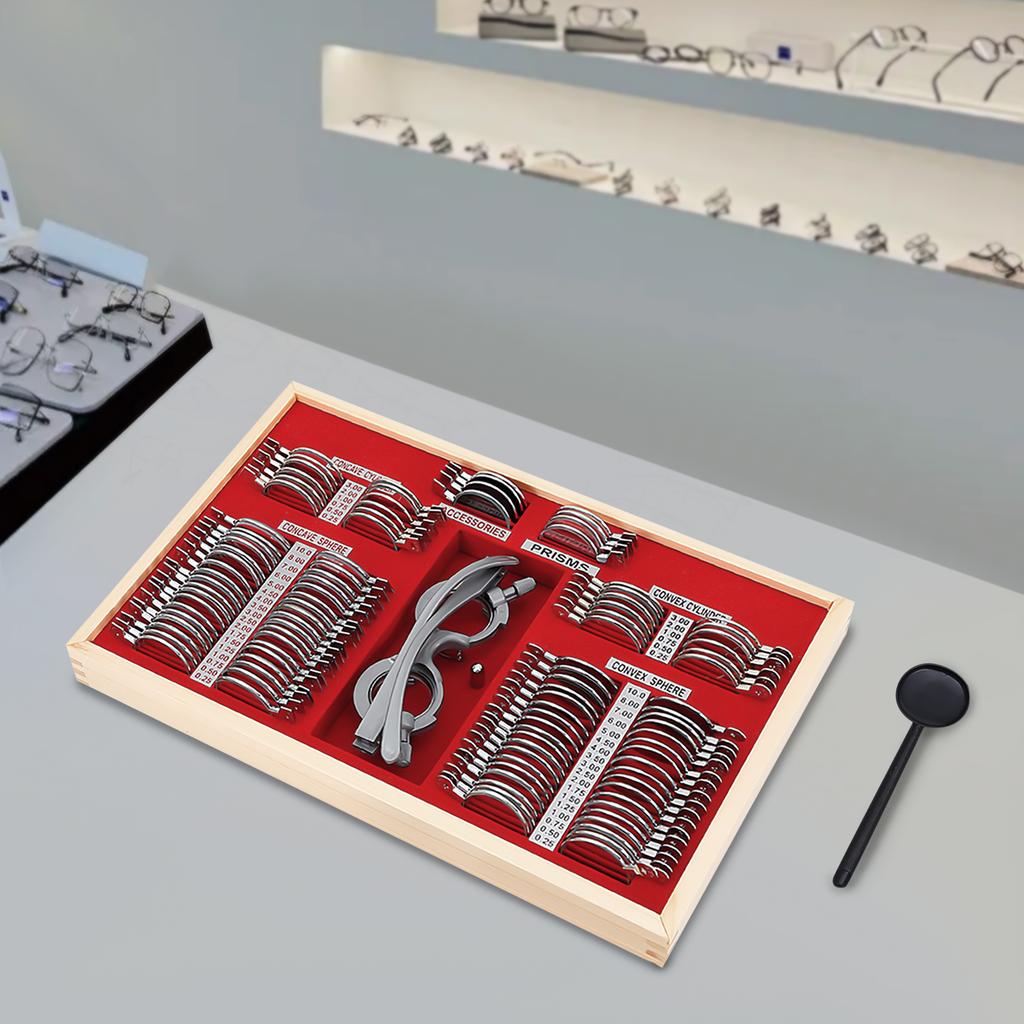 104pcs Optical Trial Lens Set Kit Trial Lens Set Kit Metal Lens Set For Applications Including Farsightedness, Nearsightedness