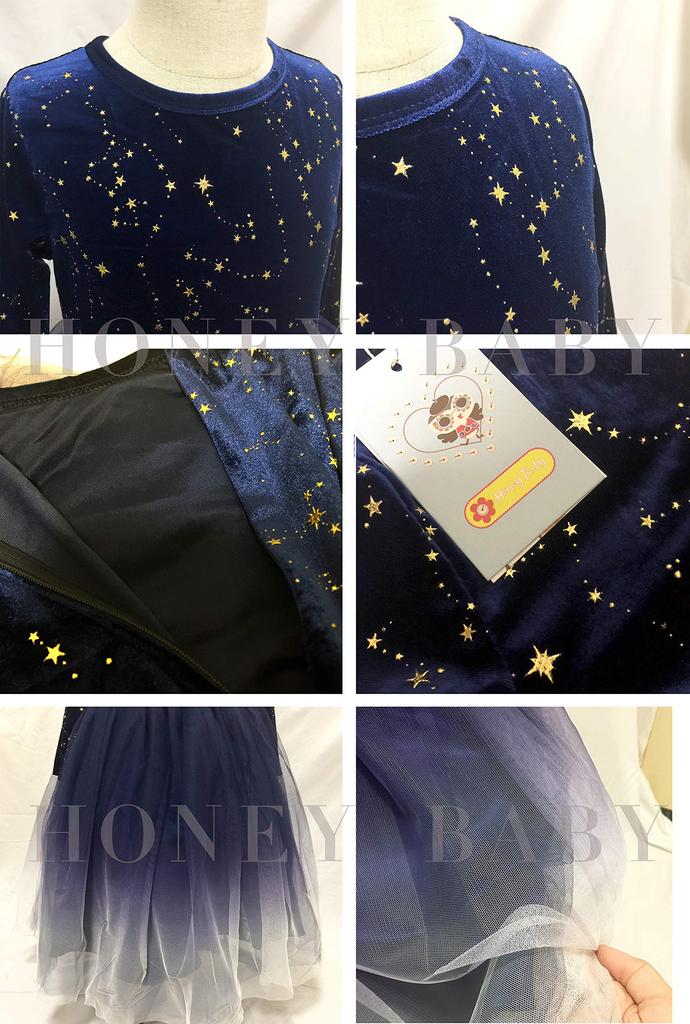 Honey baby Long Junior Formal Flower Girl Suitable for Piano and Graduations Kids' Dress, Dress, 3/4 Sleeves, Dress, Recitals, Parties, Weddings,