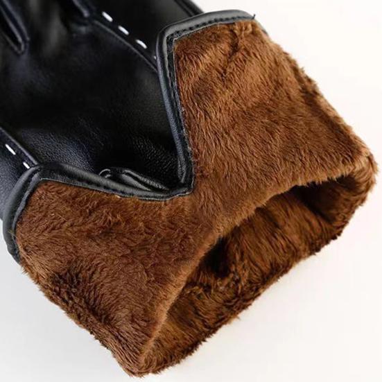 Women Faux Leather Gloves Fleece Lined Touch Screen Gloves Warm Winter Gloves with Bows for Driving Commuting Dating