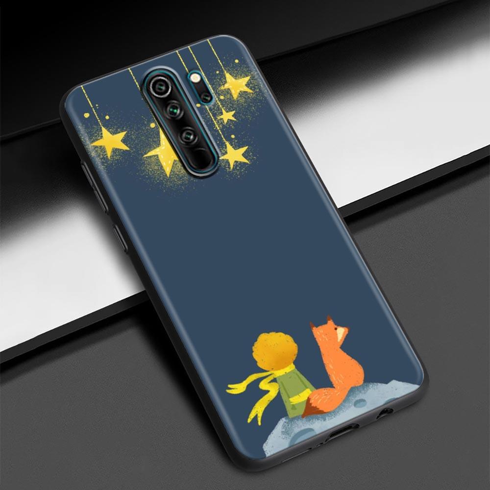 Mały Książę Gwiaździste Niebo Fox Obudowa Telefonu dla Redmi K40 K40S K50 6 6A 7 7A 8 8A 9 9A 9C 9T 10 10C Pro Plus Czarny Miękki Etui
