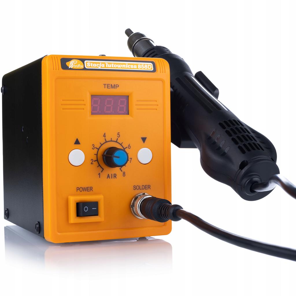 Rosfix Zestaw Stacja Lutownicza Hot-Air 858D + Lutownica Blue Lark 80W – Wysoka Moc 700W | Zestaw 3 Dysz | Akcesoria do Spawania Plastiku