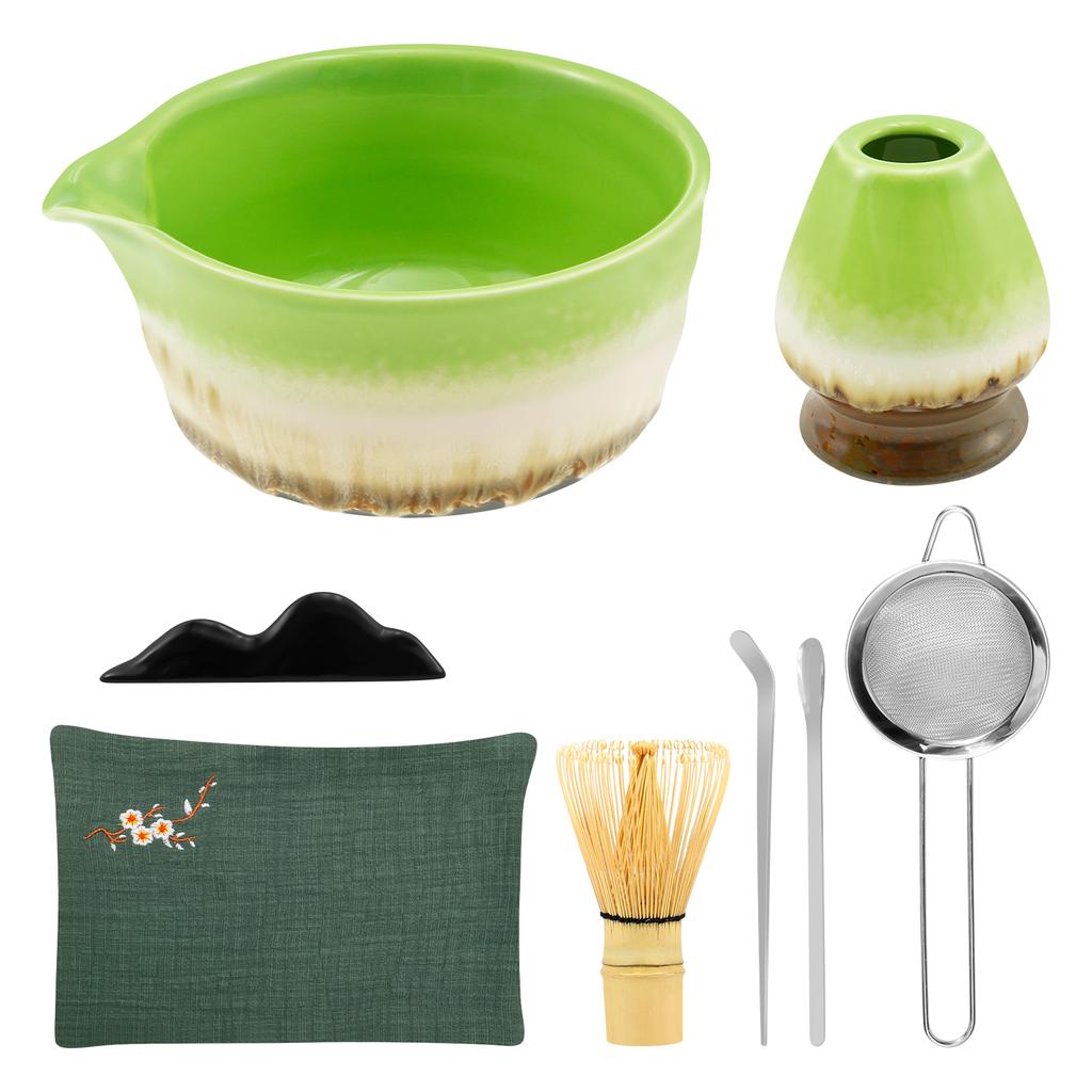Keramik Handgefertigt Japanisches Matcha Tee Set Matcha Schale Bambus Schneebesen Teelöffel Teegeschirr Getränkegeschäft Teezubereitungswerkzeuge Zubehör