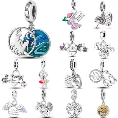 Copper Sisters Mother Family Relationships Series Charms Beads Fit Original Fine Bracelets Diy Jewelry Gift