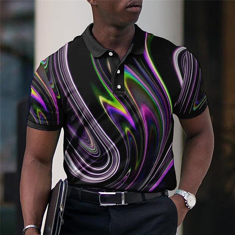 Herr pikétröja kortärmad 3D-tryck toppar mode polyester andningsbar bekväm pikétröjor