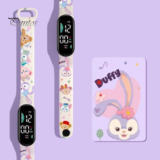 Children Digital Watch LED Cartoon Dog Print Adjustable Silicone Strap Clear Accurate Display Portable Students Unisex Wristwatch