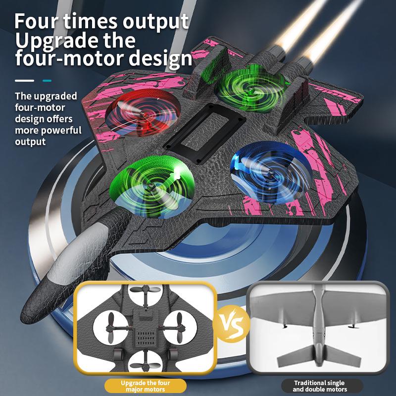 Remote Control Stunt Fighter Foam Airplane Drone for Kids