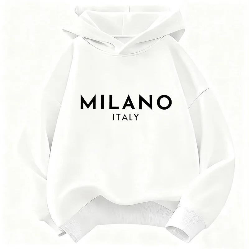 New Autumn/Winter Fashion Milanese Letter Print Children's Hoodie, Boys' and Girls' Christmas Gift, Casual Hip Hoodie Style