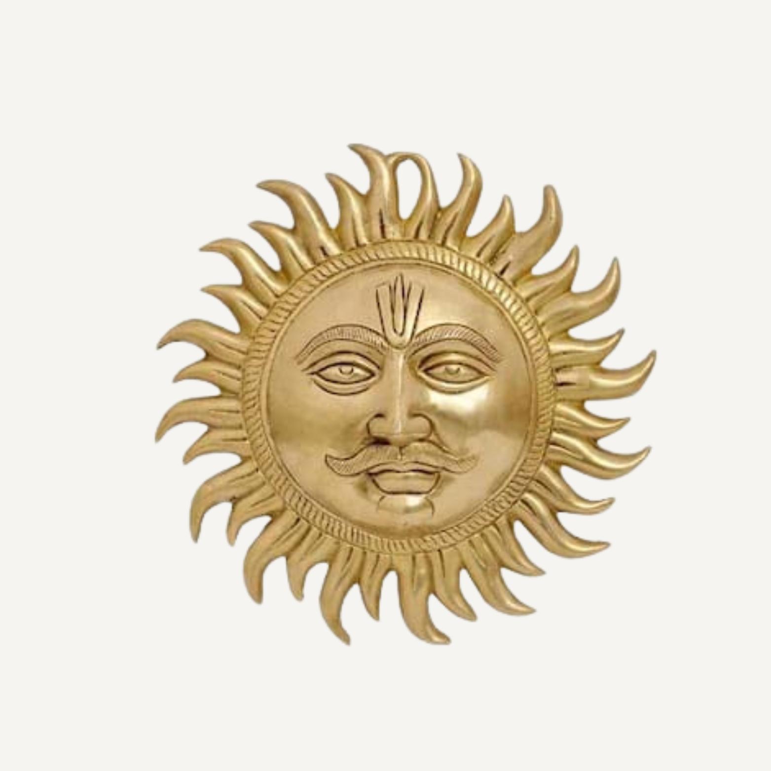 

Ashtadhatu Mix Brass Made Wall Hanging Sun Idol, Surya Narayan Idol - 5 Cm