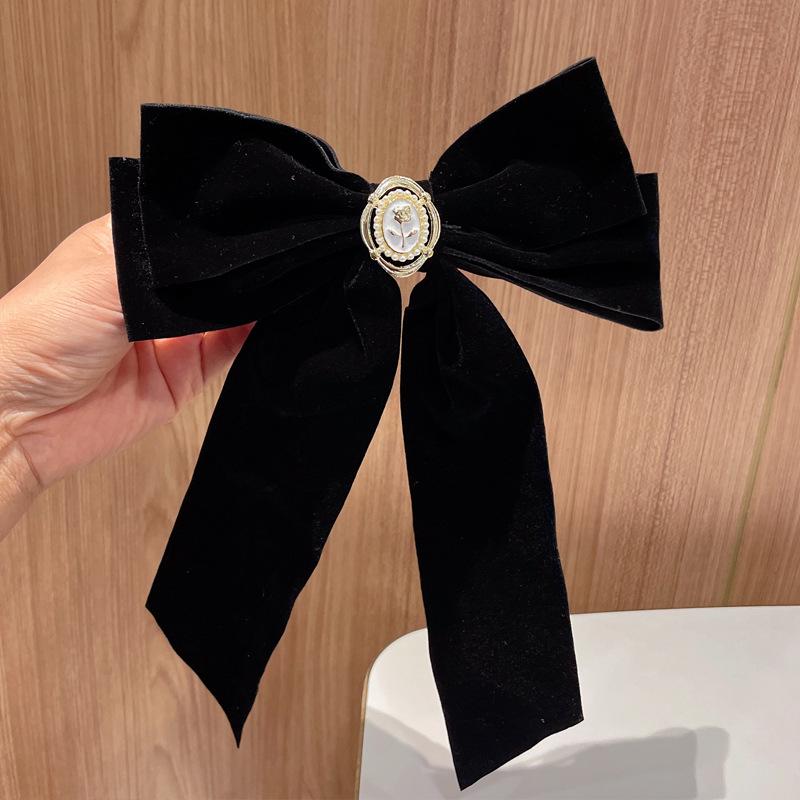 French Retro Red Velvet Oversized Bow Hair Clip for Women - Autumn/Winter Edition