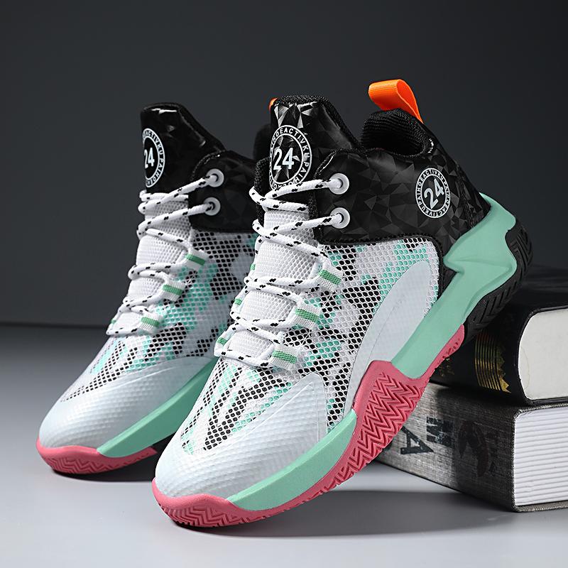 Modedesign Kinder Basketballschuhe High-Top Knöchelstütze Sneaker Atmungsaktives Mesh Jungen Mädchen Sportsneaker Stoßdämpfung
