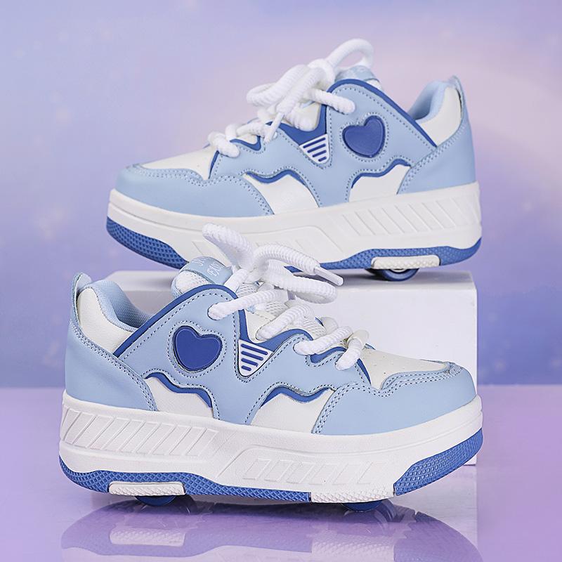Pattini a rotelle per bambini Ragazzi Ragazze Pattini a rotelle in pelle Bambini Nascosti 2 Ruote Con Molteplici Funzioni Staccabili Scarpe Casual alla Moda