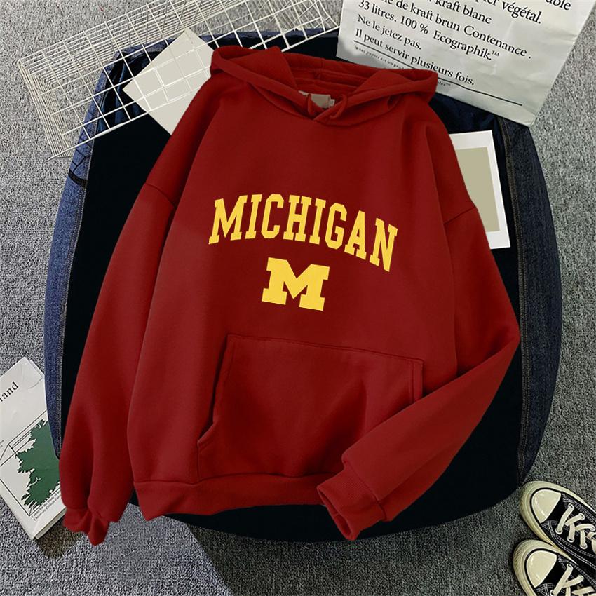 Mode University of Michigan Damen Hoodie Hip Hop Damen Casual Hoodie Neutral Streetwear Harajuku Herren Hoodie