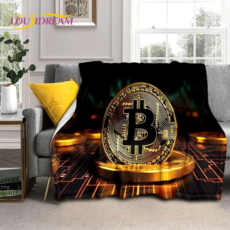 Bitcoin 3D Virtual Currency NFT Blanket,Soft Throw Blanket for Home Bedroom Bed Sofa Picnic Travel Office Cover Blanket Kid gift