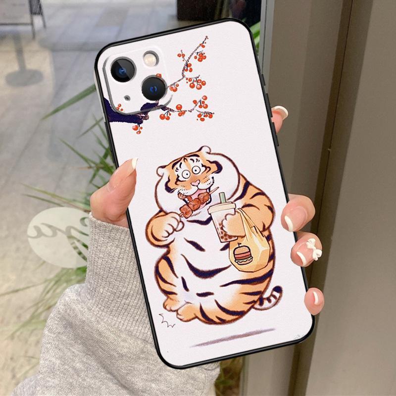 

Cartoon Fat Tiger Phone Case For iPhone 14 15 16 Pro Max 11 12 13 Pro Max Mini XR 16 15 Plus 16e Back Cover iPhone 13