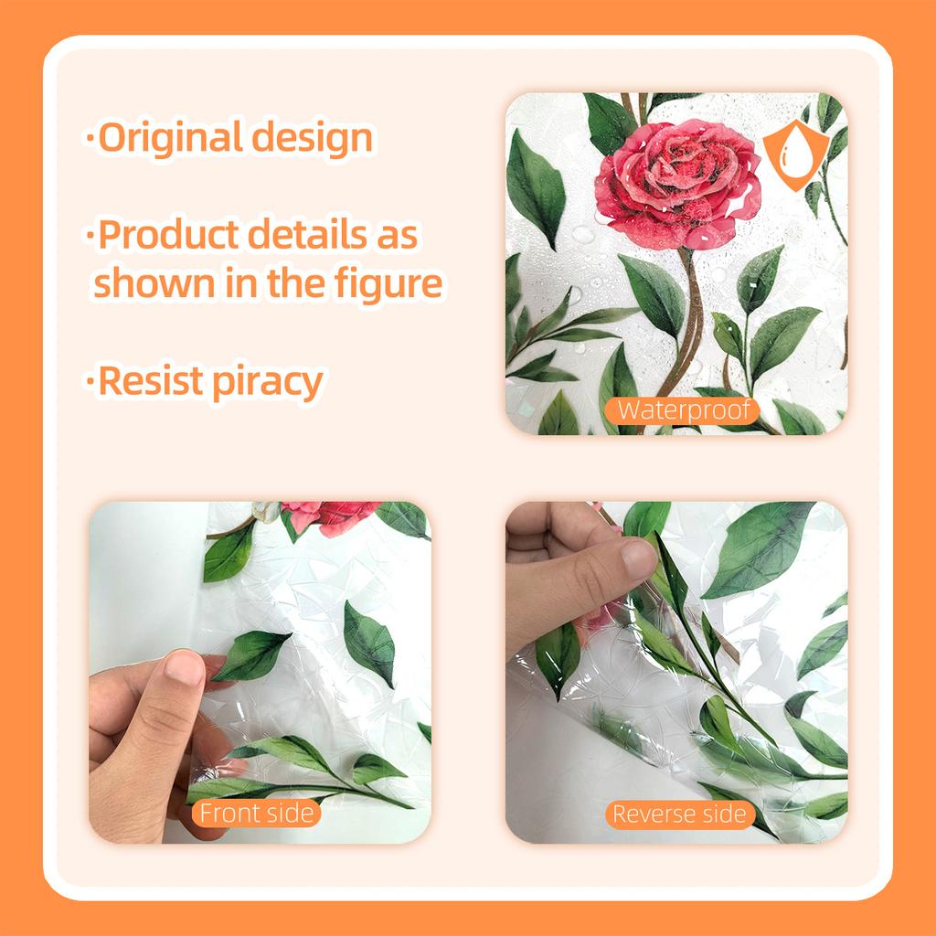 Xc9250 Green Plant Rose Vine Colorful Sunlight Electrostatic Sticker Double-Sided Visual Window Glass Decorative Sticker
