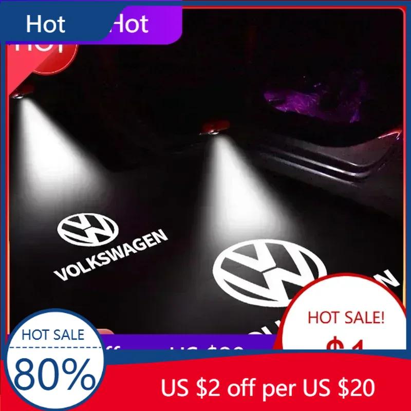 New 2PCS Car Door Emblem LED Light Welcome Lamp Wireless Laser Projector For VW Volkswagen Golf Polo Passat Touran Jetta Ac