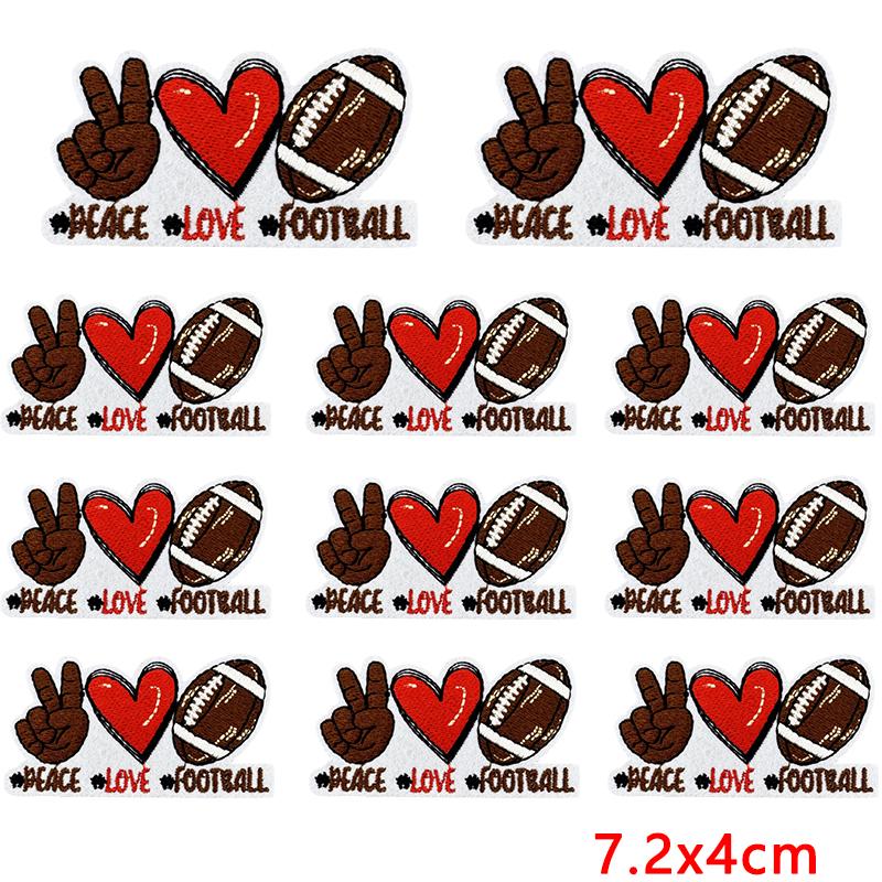 10pcs Cartoon Iron On Patches For Clothing Diy Rugby Game Day Embroidery Patch On Clothes Jackets Sew Applique Stickers Badge