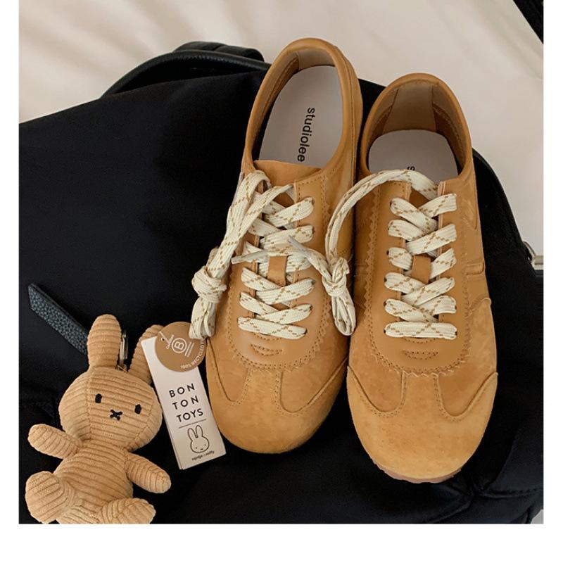 Cowhide Edition~ Retro Color Matching Versatile Casual Flat Bottom Marathon Women
