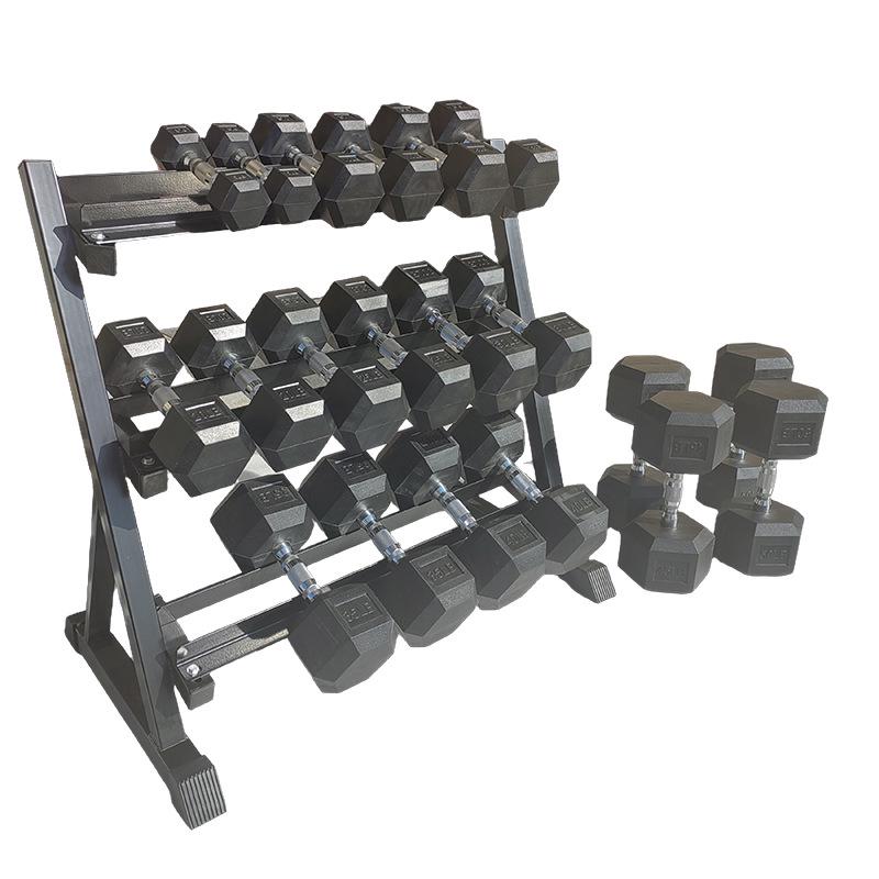 Rubber-Coated Hex Dumbbells - Solid Cast Iron for Home Gym Fitness and Muscle Building