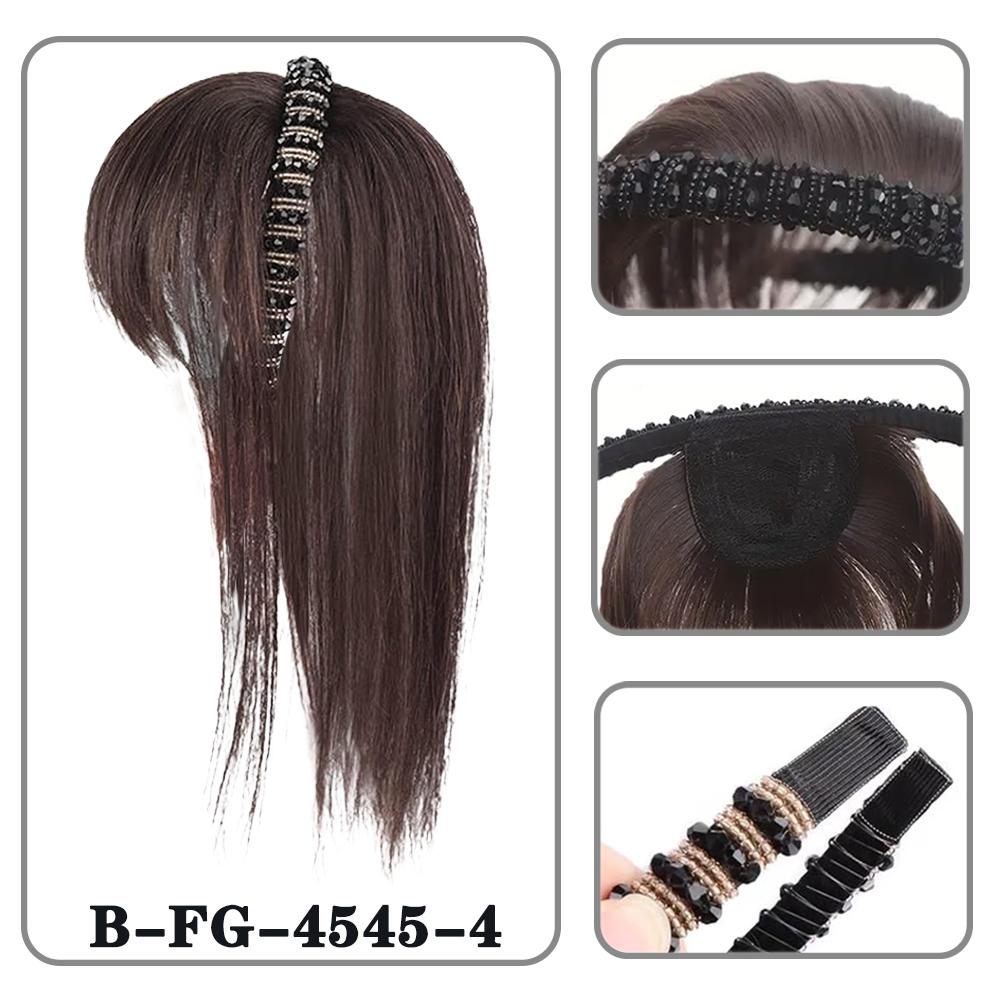 Synthetic Short Straight Clip In Bangs Wig Forehead Hair Band Bangs Filler Hair For Women Daily Easy To Wear