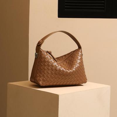 Women's Genuine Leather Woven Crossbody & Shoulder Tote Bag - Spring/Summer Style