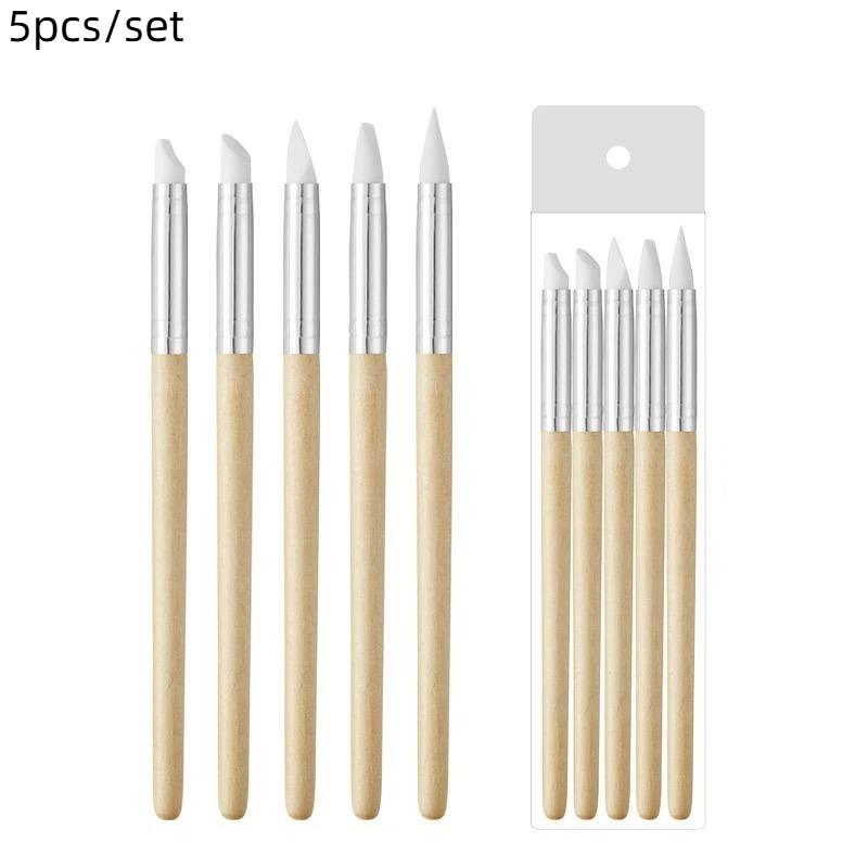5/10Pcs Silicone Clay Sculpting Tool For Brush Modeling Dotting Nail Art Pottery Clay Tools Diy Carving Sculpting Tools