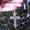 Women Wen Vintage Gothic Crucifix Pendant Long Chain Necklace Choker Punk Jewel